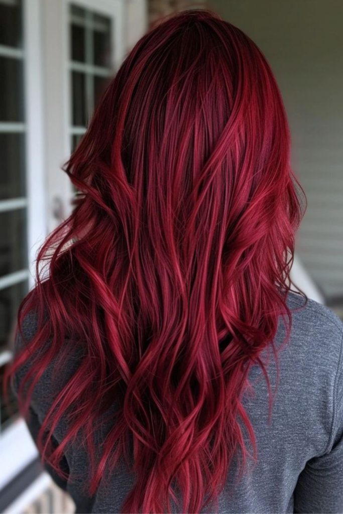 Soft flowing ruby red waves