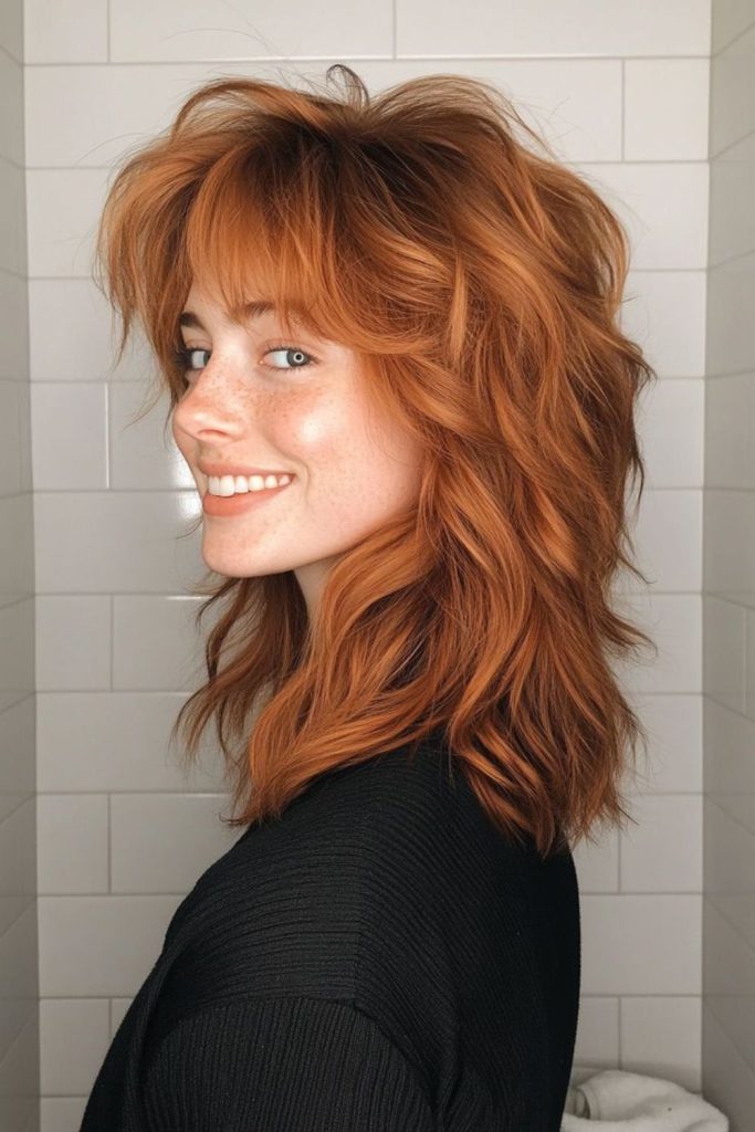 Auburn shag with soft layered movement