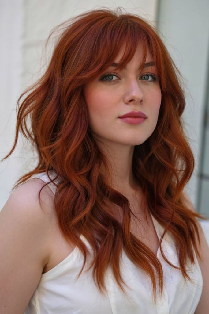 Textured copper fringe slightly messy