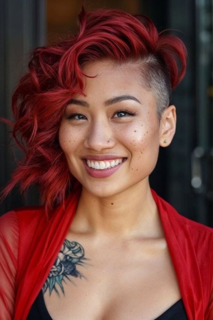 Edgy scarlet mohawk bold texture