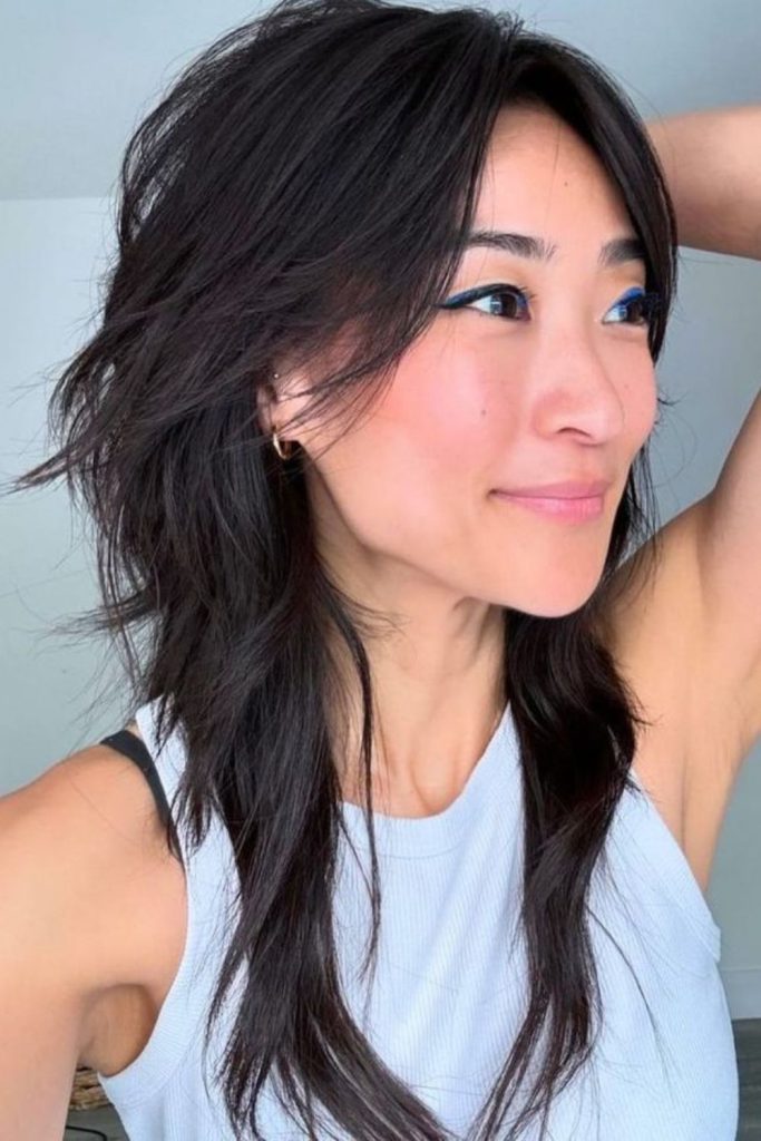 Modern shadow soft mullet wig.