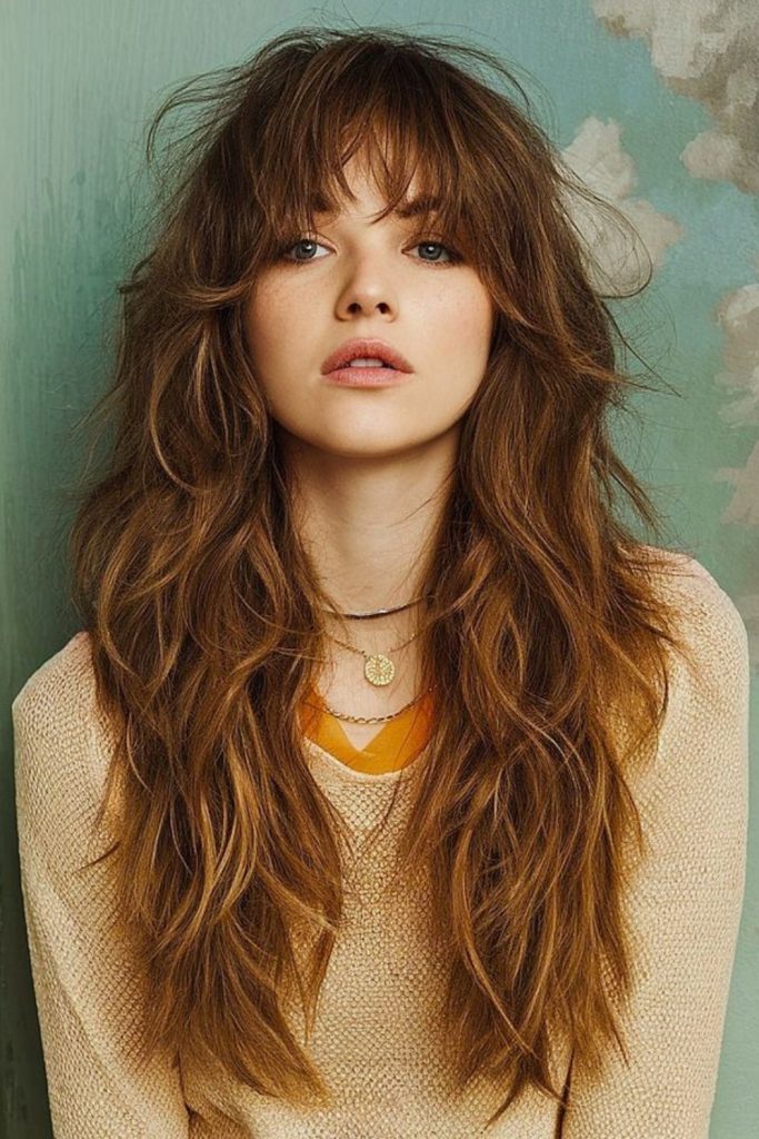 Shattered fringe thin long hair