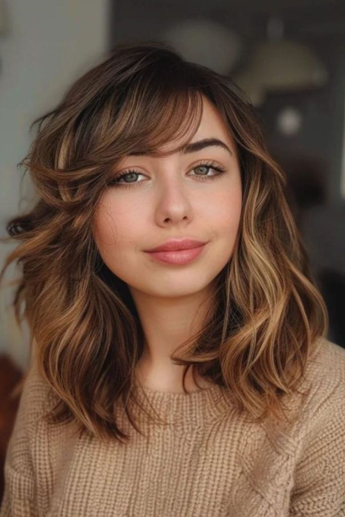 Side-part whisper bangs frame face