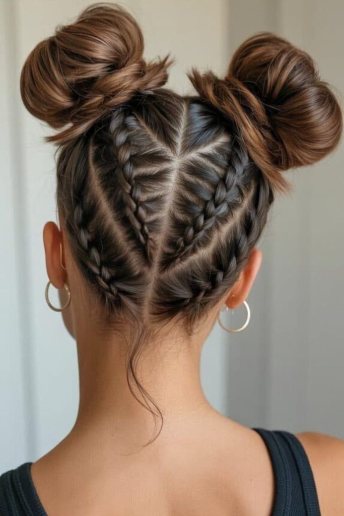 Space buns basketball women hairstyle