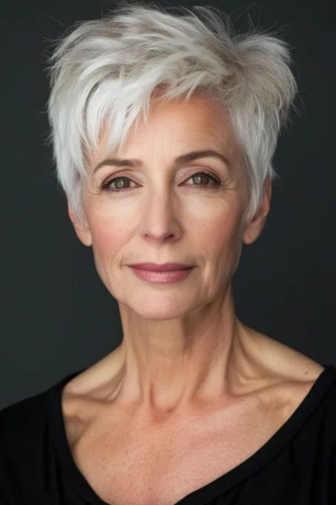 Elegant side-swept pixie short hair