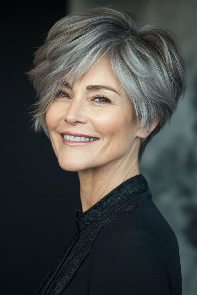 Layered pixie enhancing airy crown volume