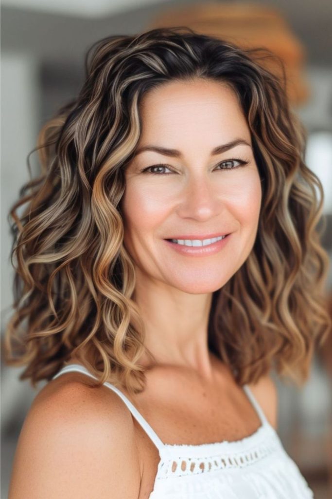 Soft shoulder-length curls bouncy