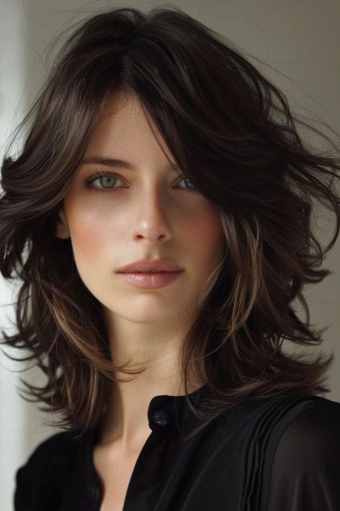 Face-framing layered hair with subtle edge