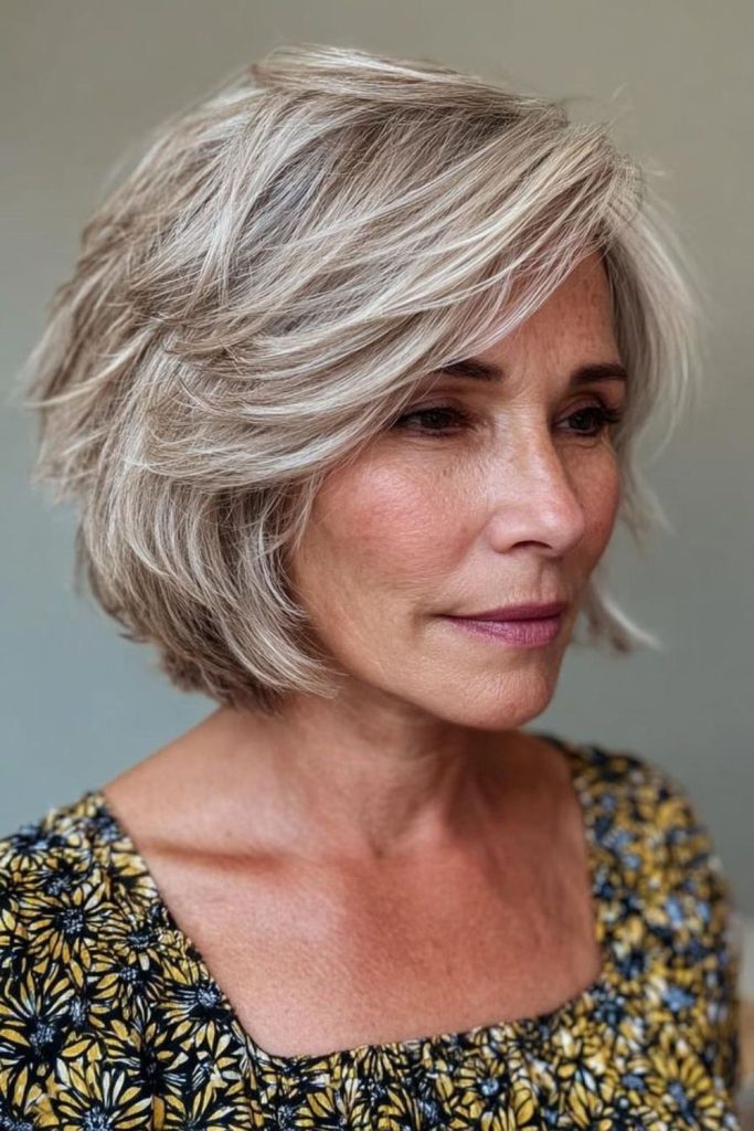 Dark gray jagged layered bob