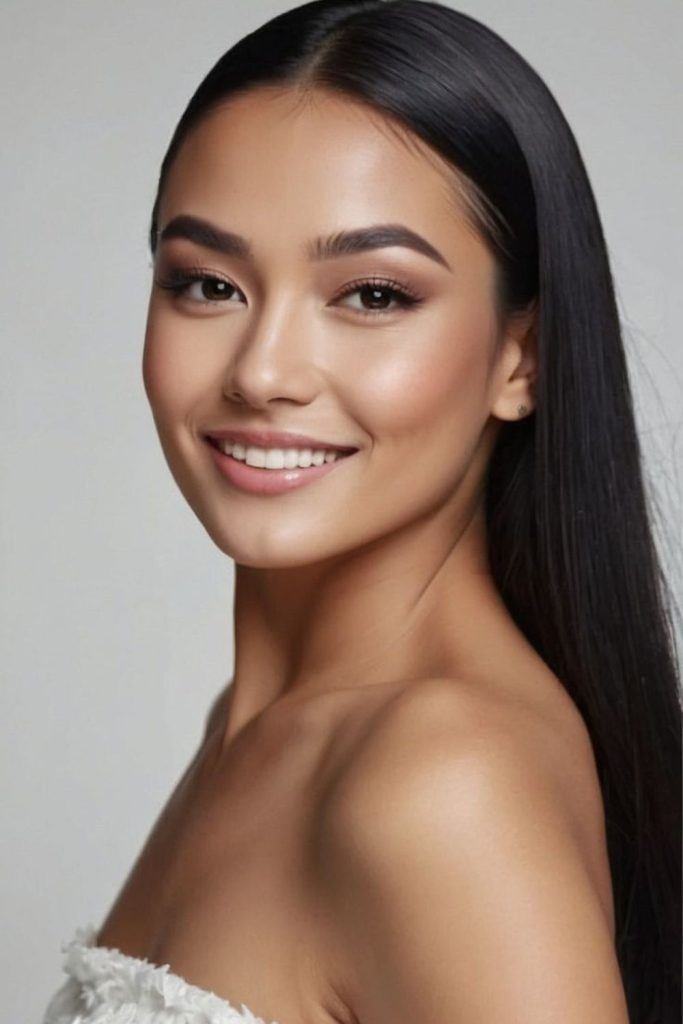 Editorial camera-ready sleek straight hair.