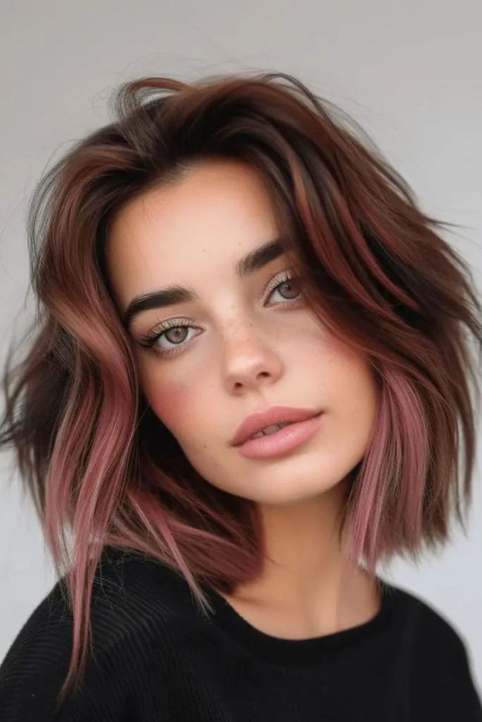 Sunset ombre vibrant bob haircut