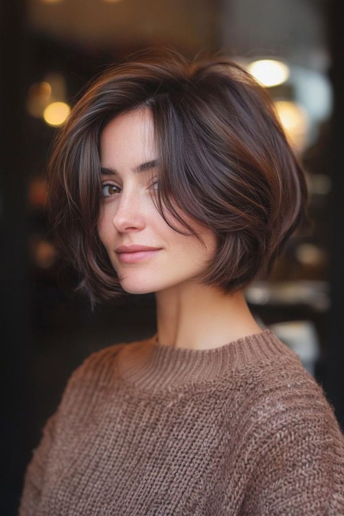 Dusky bob with flicked outward ends