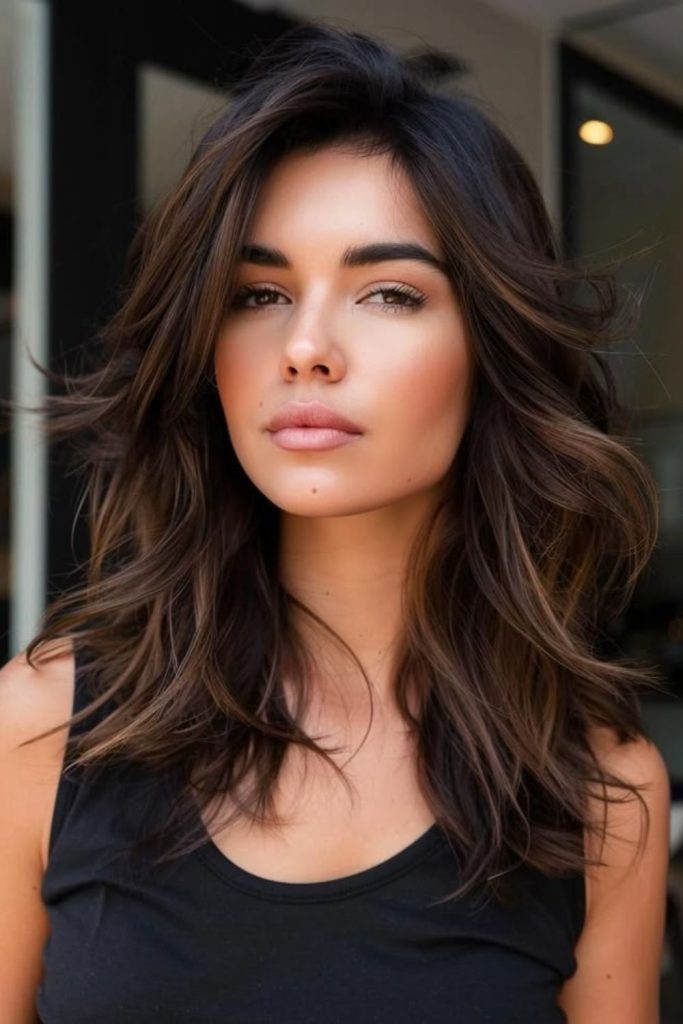 Casual urban layered mid-length hairstyle