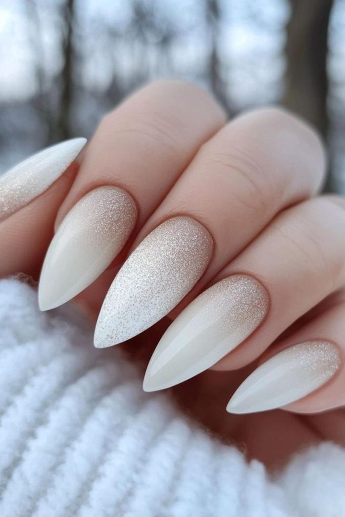 Matte vanilla white winter nails
