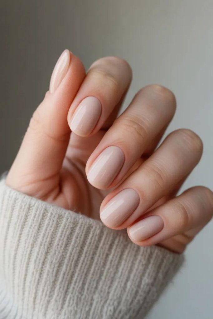 Vanilla cream short elegant nails.