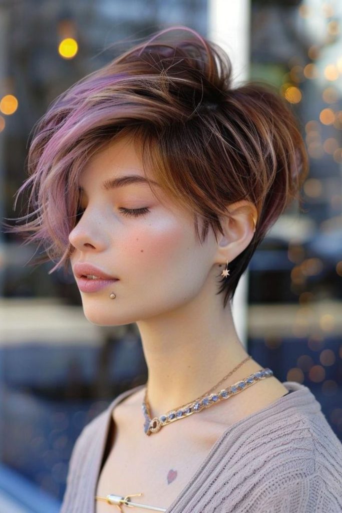 Neon pixie with irregular jagged fringe