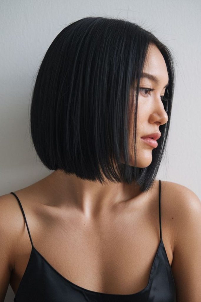 Velvet noir glossy dark bob