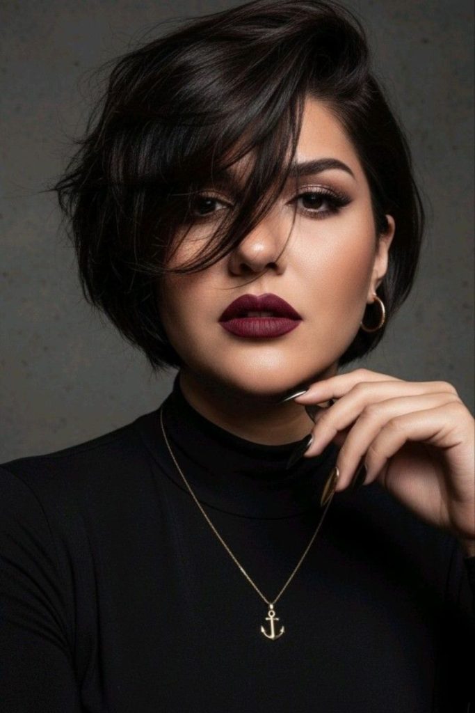 Edgy velvet noir pixie wig.