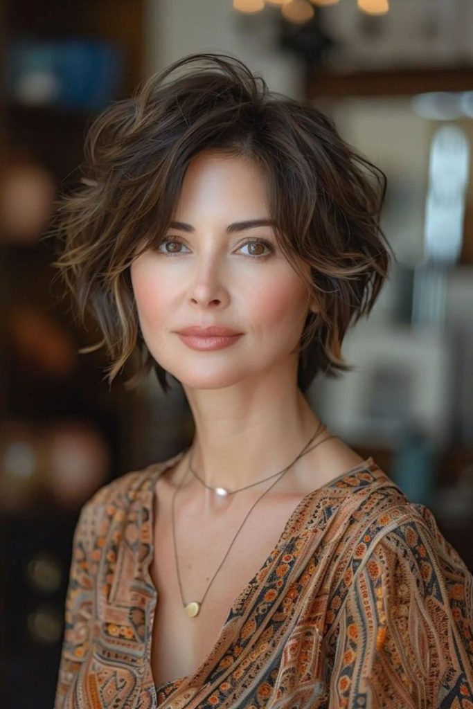 Dark chocolate bob with soft layering