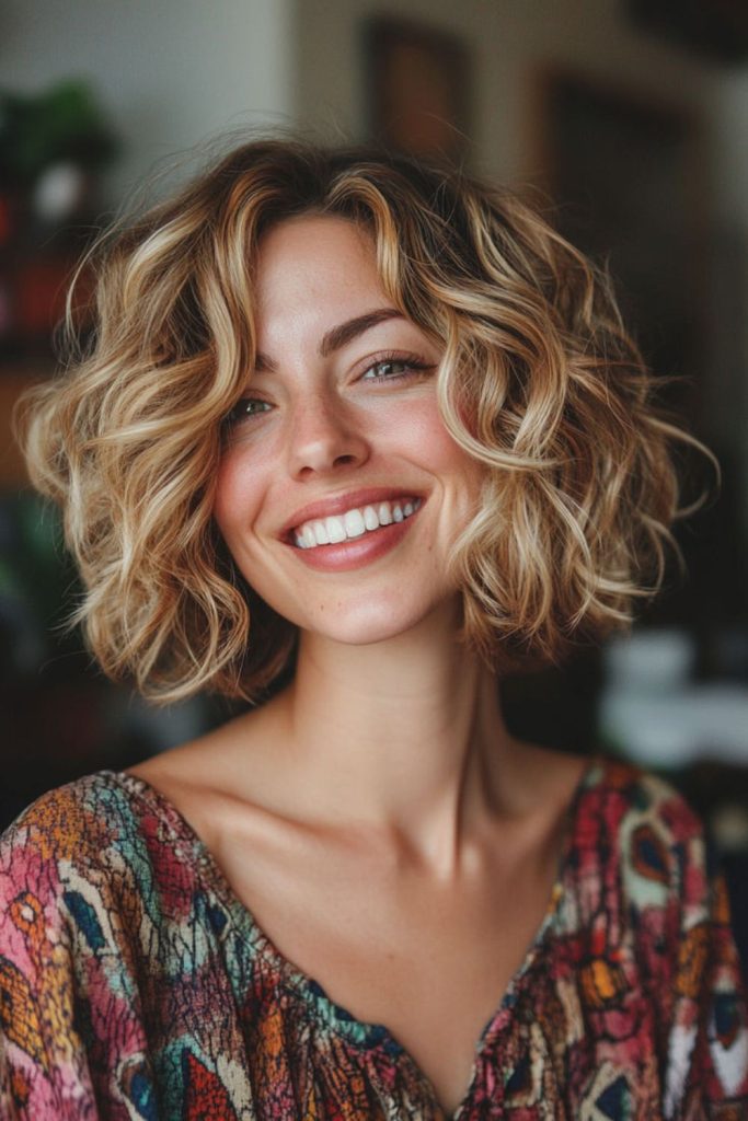 Curly bob with weightless airy bounce