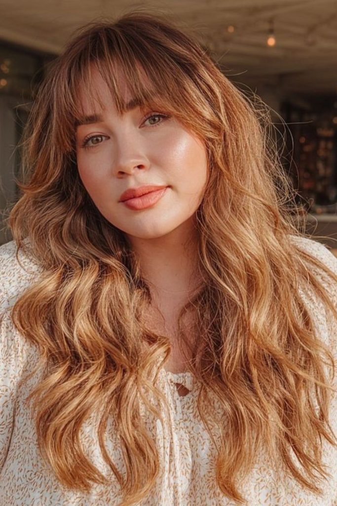 Light wispy fringe frames round cheeks