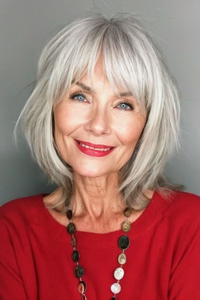 Lob with whispery side-swept fringe