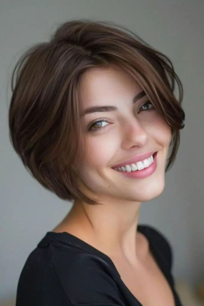 Stacked bob with airy floating layers