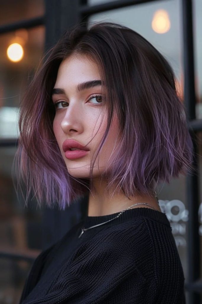 Soft lilac whisper bob style