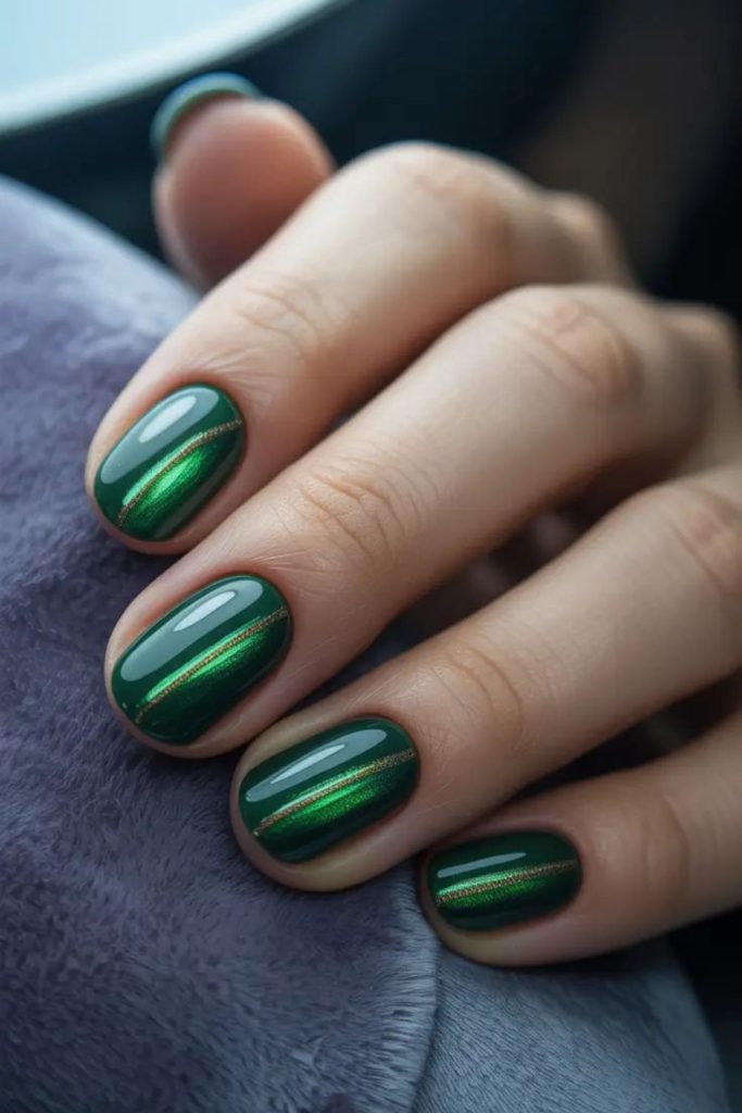 Acid green cat eye nails
