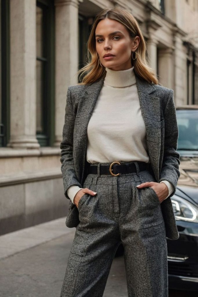 Tailored gray wool minimalist suit