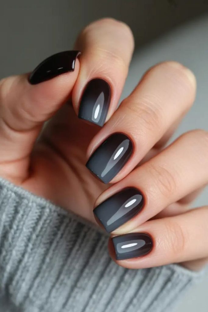 Gray tips fading into black nails