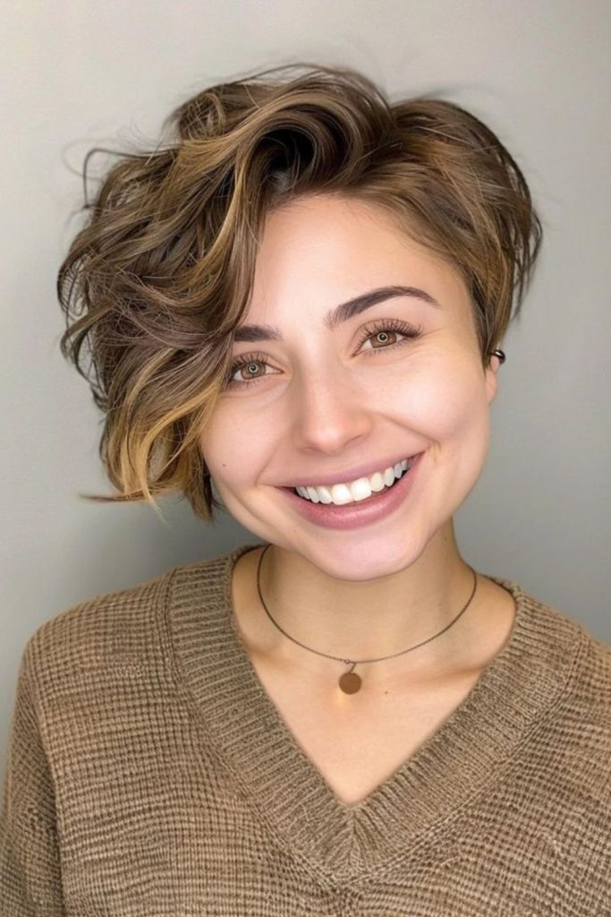 Asymmetrical short hairstyle with swoop