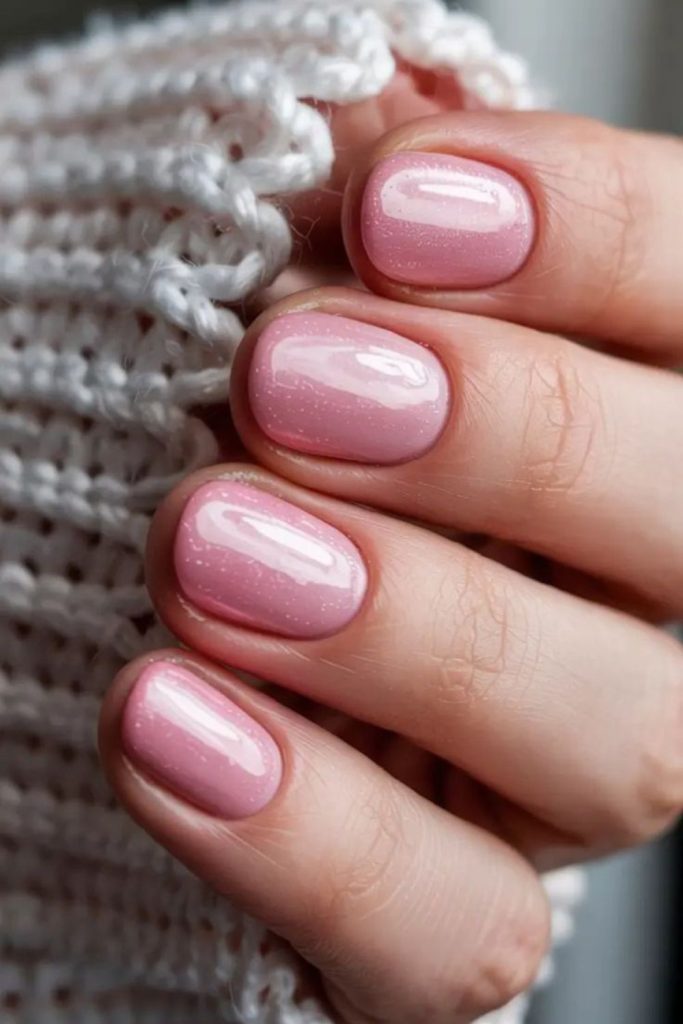 Light pink soft round nails