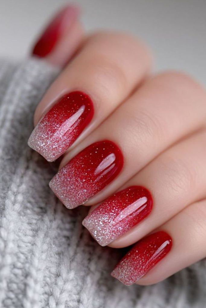 Crimson fades into icy soft tips