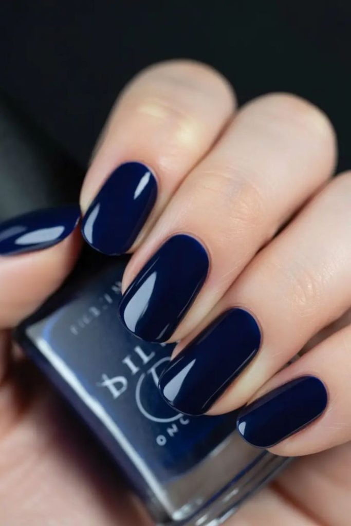 Soft blue hour navy nails