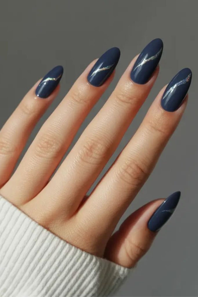 Blue smoke satin finish nails