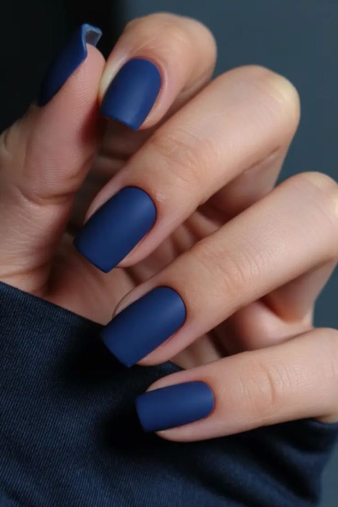 Velvet night deep blue nails