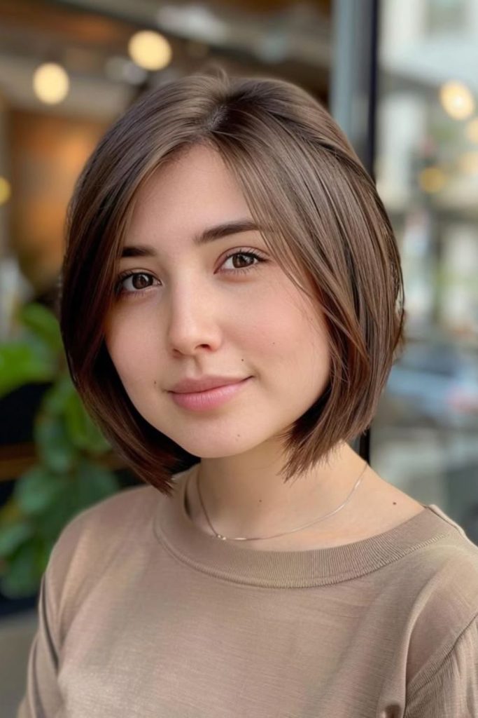 Blunt collarbone-length haircut with angles