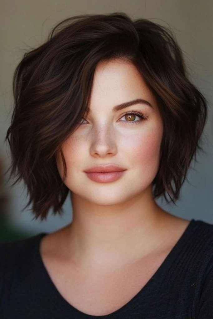 Blunt wavy bob short haircut