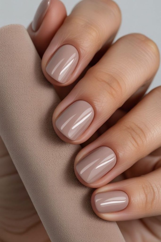 Blush beige minimal short nails