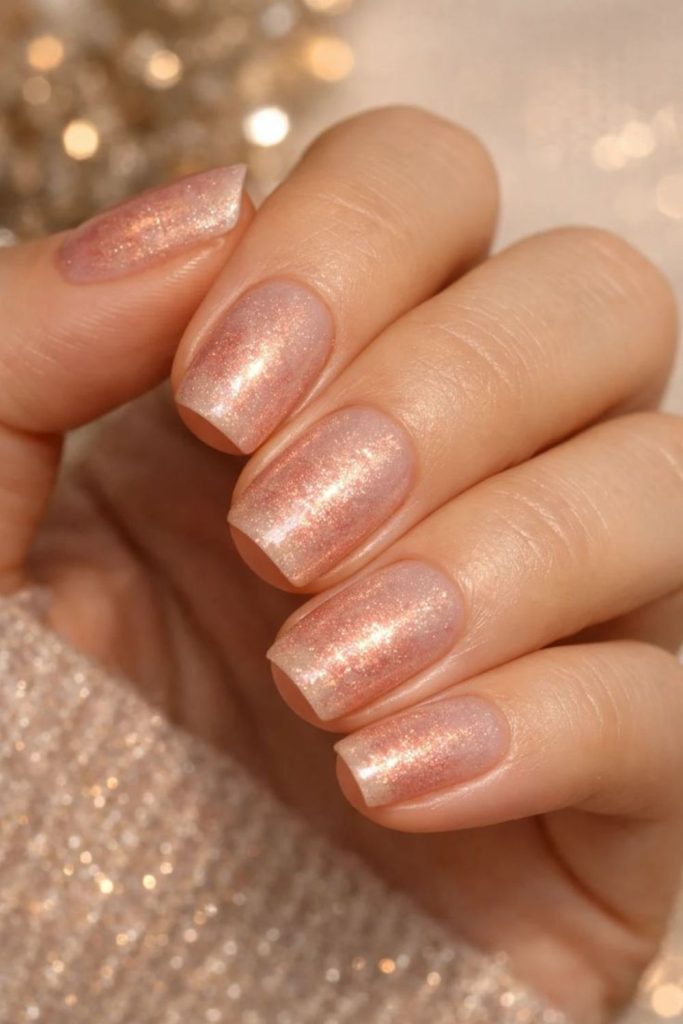Blush nails with warm subtle refinement.