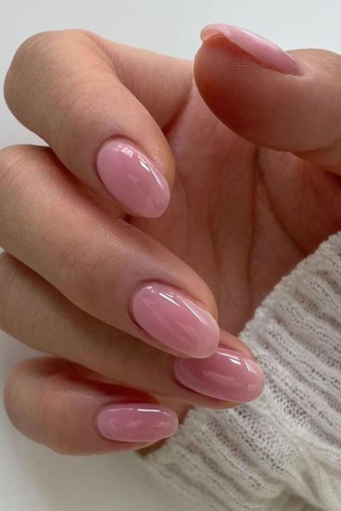 Muted blush smooth rounded nails