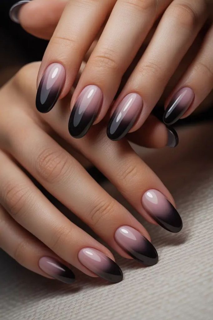 Blush and charcoal create smoky layers