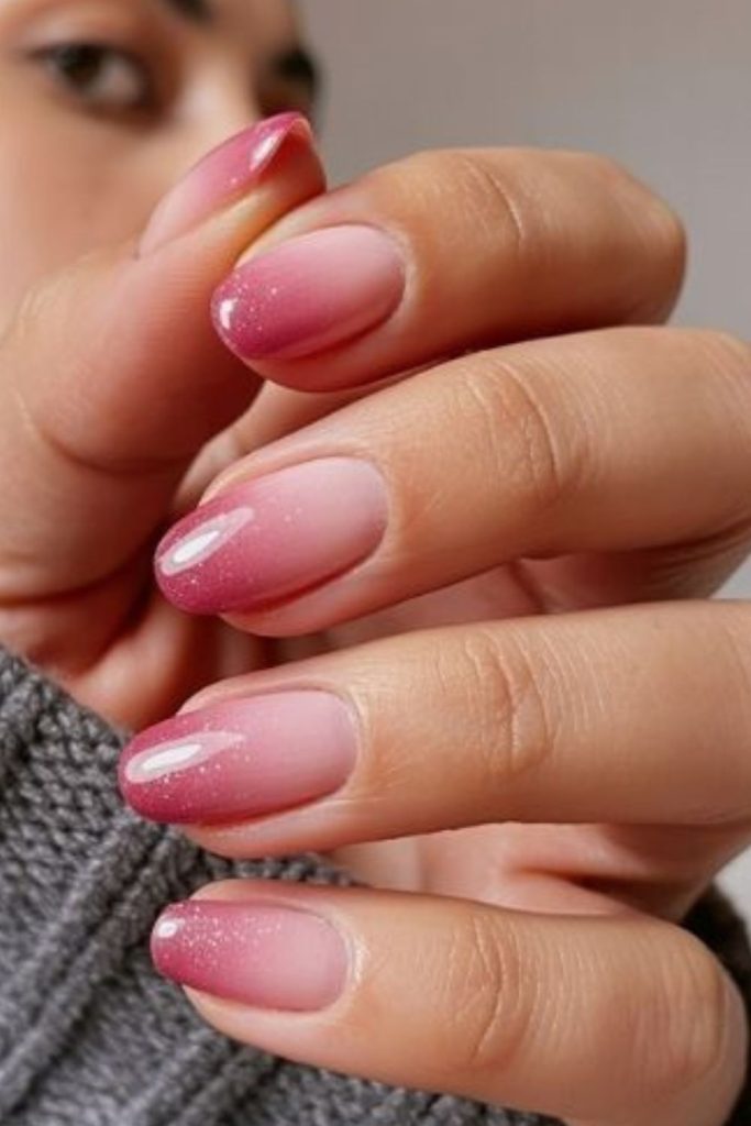 Blushed foggy pink romantic nails.
