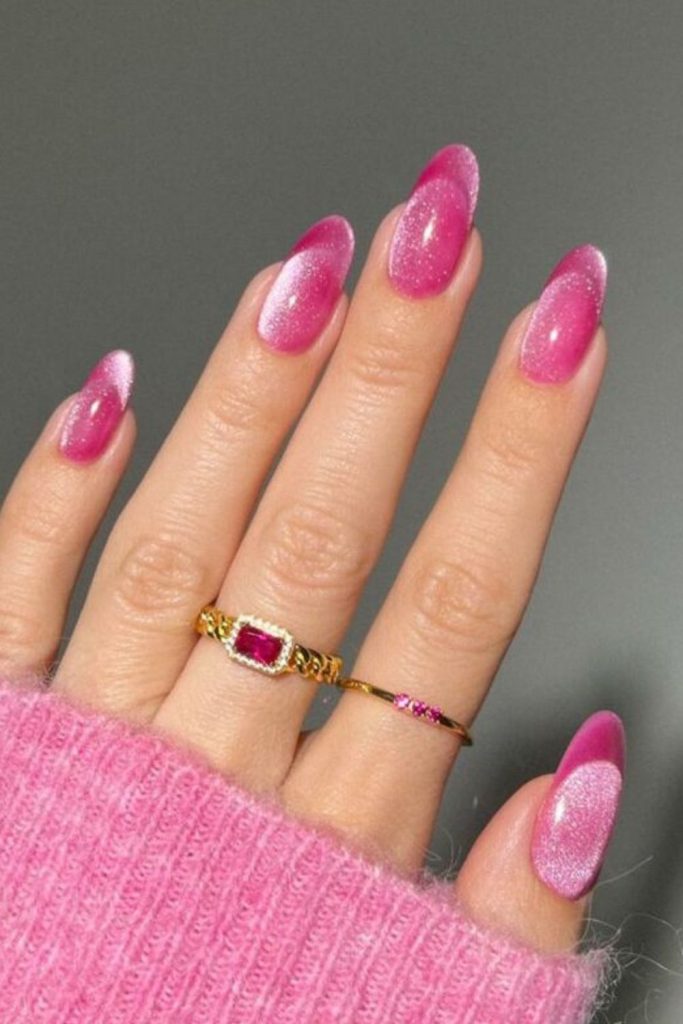 Blushed velvet matte tip nails.