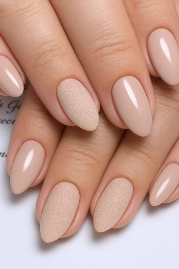 Soft buttery milk nails glossy finish.