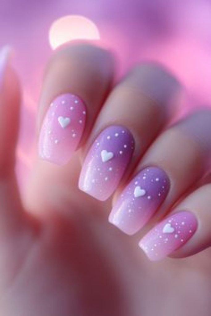 Candy heart script nail art.