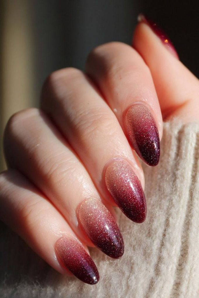 Cherry fades into icy nude tips