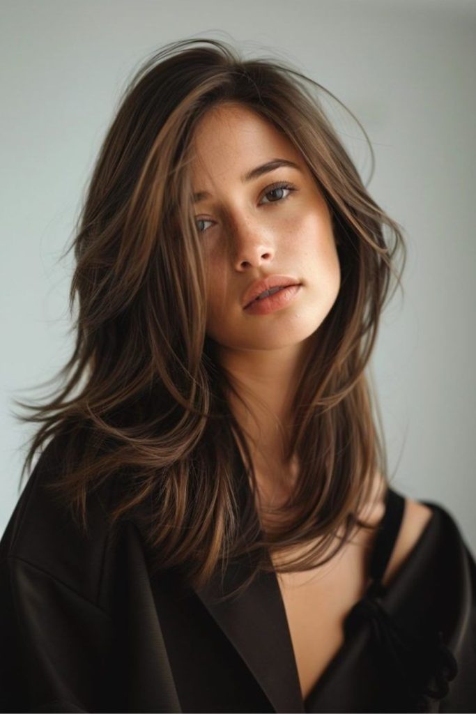 Futuristic medium haircut fragmented layers