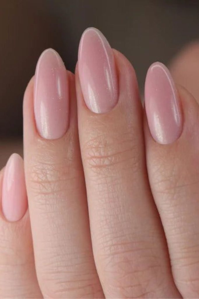 Blurred pink clean nail style.